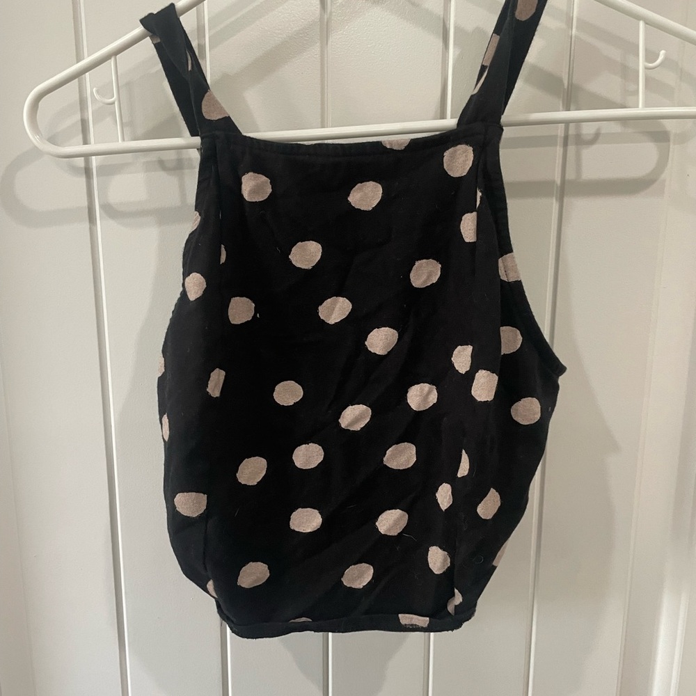 Urban Outfitters women’s size small black white polka dot crop top tie back